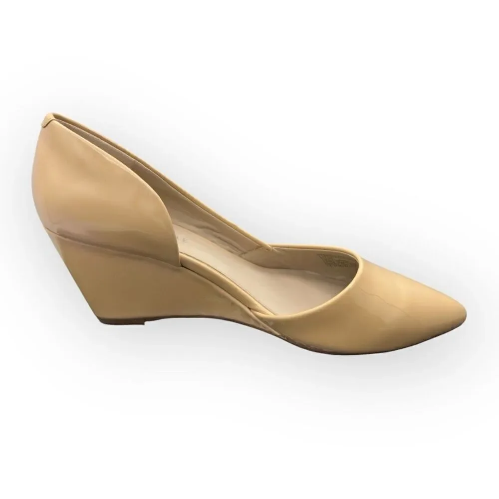Kenneth Cole Womens Pointy Toe Leather Wedge Ellis Half d'Orsay Pumps Cream Sz 7